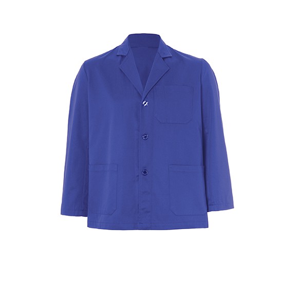 SABA, Sahariana con cuello solapa, 3 bolsillos de parche delanteros y 2 aberturas espalda. 240 gr. 65% Poliester y 35% Algodon