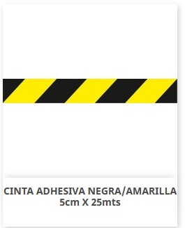 Cinta adhesiva de balizamiento, negro y amarillo, señalizacion Serie Oro, 5cm x 25m