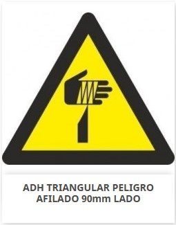 Señal triangular adhesiva de vinilo, "Peligro Afilado", 9x9cm