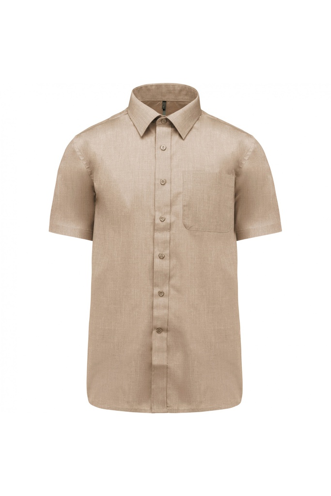 Camisa manga corta hombre, 65% poliester/35% algodon popelina, bolsillo en pecho, cuello cut-away