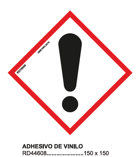 Adhesivo de vinilo (nocivos, irritante y sensibilizante) 150x150mm