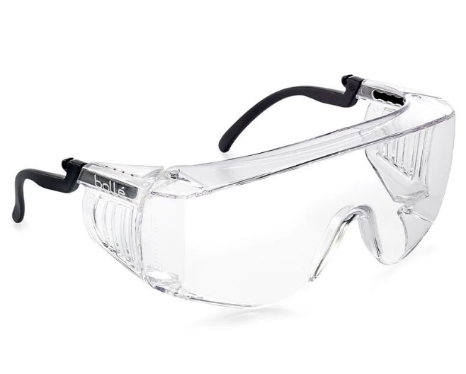 Montura y ocular en PC/NYLON, incolora, antirrayaduras y antivaho, patillas regulables