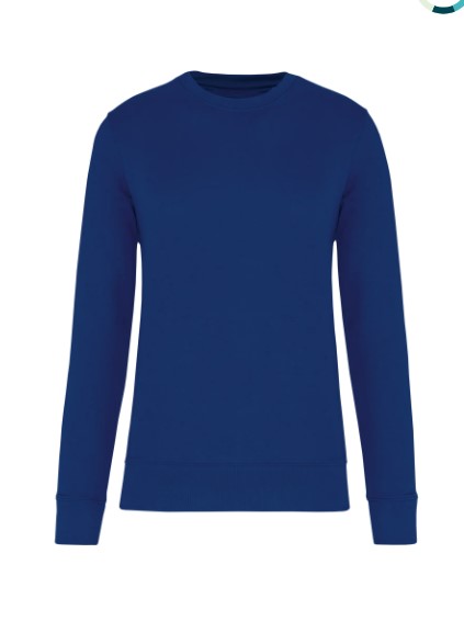 Sudadera ecorresponsable de cuello redondo unisex. Corte recto. Exterior 100% algodon.