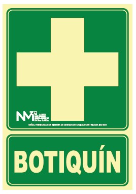 SEÑAL BOTIQUIN PVC 0,7mm Clase B DISTANCIA DE VISION 10M