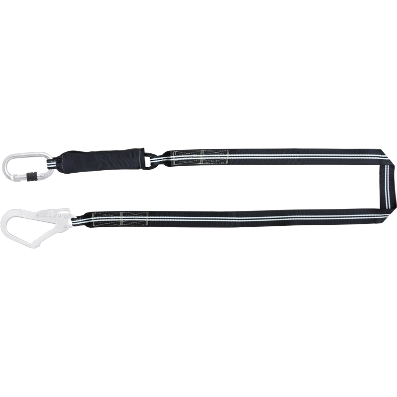 FA 30 305 20 Cordon de correa absorbente de energia resistente al fuego de 2m con bloqueo de tornillo, karabiner y un gancho de andamio de acero FIREFREE