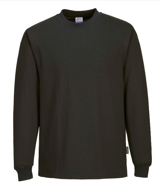 Camiseta de manga larga antiestatica ESD, Ligero, Comodo, Cuello y puños acanalados, 96%Algodón, 4% fibra Carbono