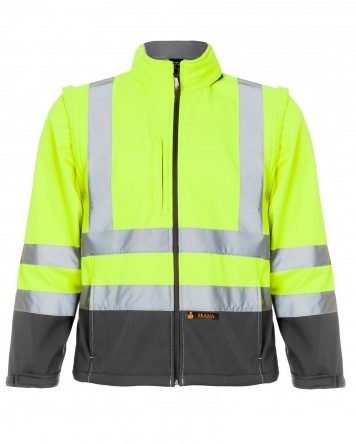Chaqueta softshell  bicolor clase II, mangas desmontables, 2 bandas reflectantes, 92% Poliester 8% Elastan
