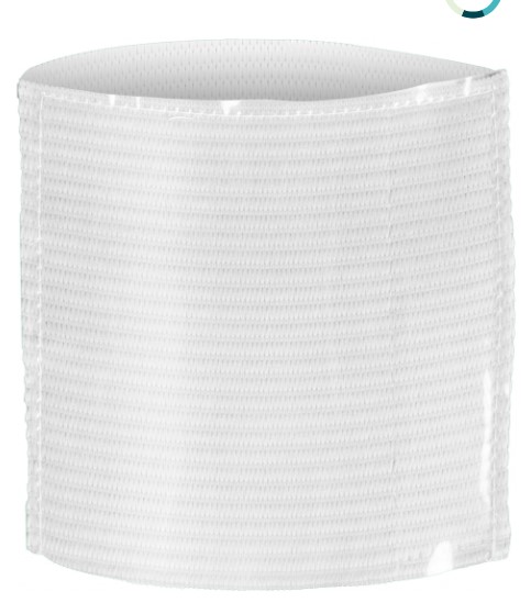 Brazalete elastico porta etiqueta transparente, Ideal para personalizar, cierre con velcro, 70% poliester /30% elastano