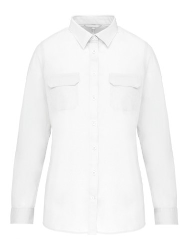 Camisa safari. Confeccion en popelina de algodon, material fluido y sedoso. 100% algodon. Mangas remangables.