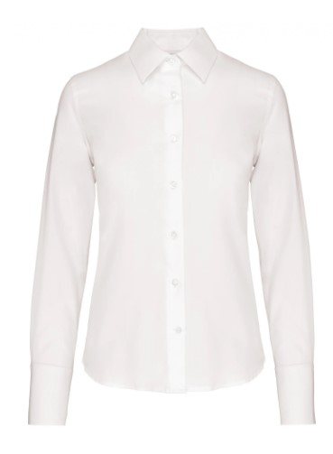 Camisa mujer manga larga, confeccion 100% en algodon de microsarga: durabilidad, confort, no planchado.