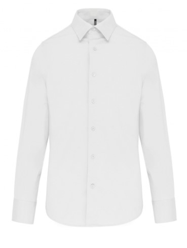 Camisa strech manga larga hombre, corte entallado, cierre botones, cuello cut-away, 97% algodon-3% elastano