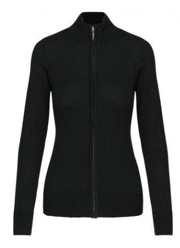 Chaqueta de punto mujer con cremallera, Corte ajustado, Cuello alto, 50% algodon, 50% acrilico.