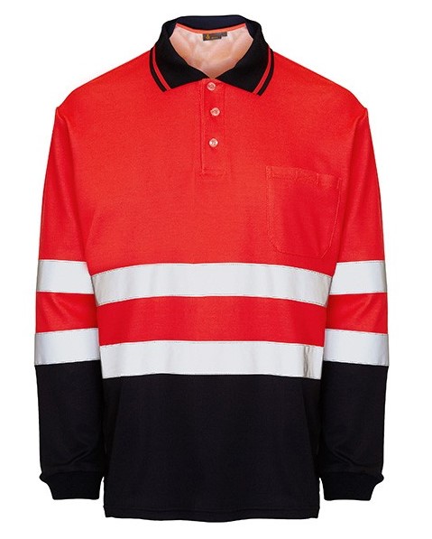 BORI 8,  Polo manga larga, bicolor, clase II, puño elastico, 2 bandas reflectantes en torso y mangas. 55% Algodon 45% Poliester