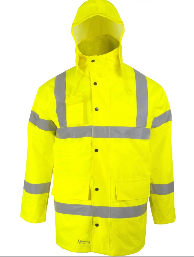 Parca impermeable, Poliester/PU, forro acolchado, capucha, EPI Cat. II, EN 20471 Clase 3, EN 343 3.1.