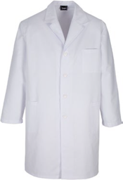 9652 110 01. Bata basica unisex, manga larga, 3 bolsillos, color blanco, 67% Pol./33% Alg., (5010-160-01)