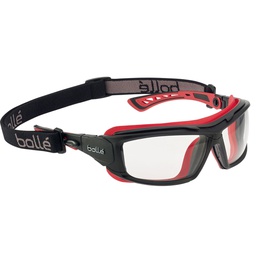 [ULTIM8 ] MonturaPC negro/TPR rojo- PC incoloro antirrayaduras y antivaho PLATINUM- Cinta polyester- Patillas para transformacion