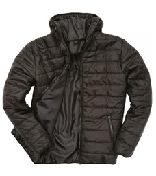 Chaqueta acolchada hombre. Ligera y calida. Tejido hidrofugo y cortavientos. Capucha en cuello, 100% poliester. 