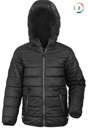 Chaqueta acolchada niños. Ligera y calida. Tejido hidrofugo y cortavientos. Capucha integrada. 100% poliester.