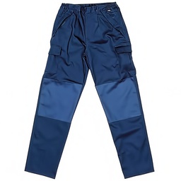 Pantalon ignifugo, 100% algodon. 290 g/m². Azul marino. 5 bolsillos+ rodilleras. Culera y protector entrepiernas