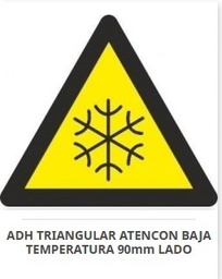 [RD38616] Señal triangular adhesiva de vinilo, "Peligro Baja Temperatura", 9x9cm