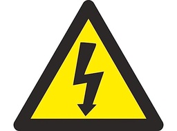 [RD64000] Señal triangular adhesiva de vinilo, "Riesgo Electrico", 105mm lado