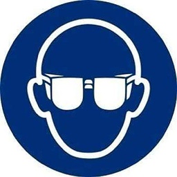 [RD28602] Señal circular adhesiva de vinilo, "Uso Obligatorio De Gafas", 9cm diametro