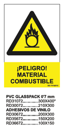 [RD30072] Señal PVC Glasspack "¡Peligro! Material combustible", 210x300mm
