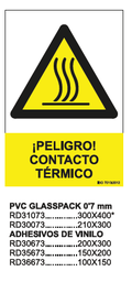 [RD30073] Señal PVC Glasspack "¡Peligro! Contacto Termico", 210x300mm