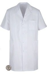 5027 115 01 Bata basica, manga corta, presiones, unisex, color 01-Blanco, 67% poliester-33% algodon