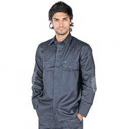 Camisa antiestatica y retardante e ignifuga. 98% algodon, 2% fibra de carbono. 175 g/m² . Color gris
