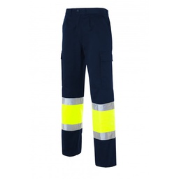 LAURI 3 Pantalon multibolsillos, bicolor, forro liso, 2 bandas reflectantes, sarga, poliester-algodon