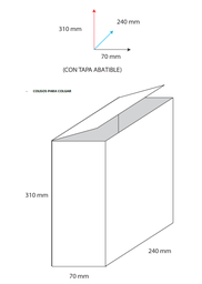 [URNA de METACRILATO 240x70x310] Urna de metacrilato transparente, 240x70x310mm, tapa, agujeros laterales