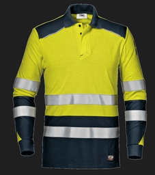 Sultan polo multiproteccion de manga larga, en tejido 60% modacrilico-38% algodon, cintas reflectantes, color amarillo HV/azul