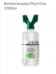 [PLUM DUO 1000ml] Botella lavaojos Plum Duo, 1000ml, solucion salina al 0.9%