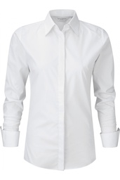 Camisa Ultimate Stretch manga larga mujer, 75% algodon-25% elastomultiester. Pinzas en espalda. Corte entallado.