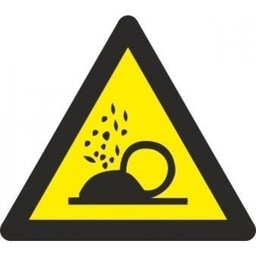 [RD38626] Señal triangular adhesiva de vinilo, "Peligro particulas", 9x9cm