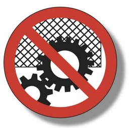 RD Adhesivo "Prohibido trabajar sin dispositivo de seguridad", 90mm diametro