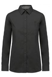 Camisa strech manga larga mujer, corte entallado, cierre botones, cuello suave, 97% algodón-3% elastano