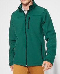 Chaqueta Softshell hombre de 2 capas, Cierre cremallera, Ajuste con velcro en puños, 3 Bolsillos. Poliester- Elastano 