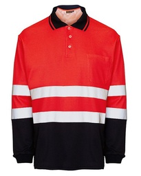 BORI 8,  Polo manga larga, bicolor, clase II, puño elastico, 2 bandas reflectantes en torso y mangas. 55% Algodon 45% Poliester