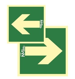 [B1A100] SEÑAL EV FLECHA PVC 1MM CLASE B 447X447MM