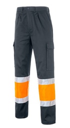 LAURI 3, Pantalon forrado franela, multibolsillo, 2 Bandas reflectantes, 65%Poliester 35%Algodon. Naranja Flúor:45%Poliester, 55% Algodon