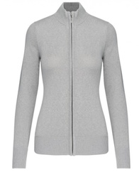 Chaqueta de punto mujer con cremallera, Corte ajustado, Cuello alto, 50% algodon, 50% acrilico.