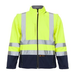 Chaqueta softshell  bicolor clase II, mangas desmontables, 2 bandas reflectantes, 92% Poliester 8% Elastan