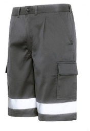 BER-1B Bermuda 1 Banda Reflectante, bolsillos laterales. Forreria mismo tejido. 65% poliester 35% algodon, 240g