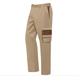 Pantalon de trabajo Bicolor, Multibolsillos  y un bolsillo movil, citura elastica. 65% poliester - 35% algodon
