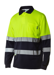 Polo de trabajo de alta visibilidad, Dos Bandas Reflectantes. Manga larga y afelpado. 100% poliester, EPI Cat II