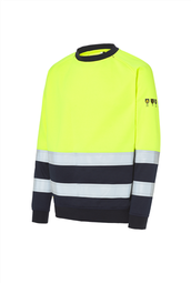 Sudadera de trabajo ignifuga inherente multinorma A.V. Manga raglan. EPI Cat III, Pictogramas en manga, 60% Modacrilico 39% Algodon 1% Antiestatico