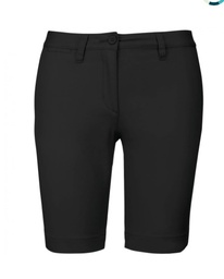 Bermuda chino mujer, Aspecto envejecido intencional, 98 % algodon de sarga / 2 % elastano 