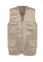 Chaleco polialgodon multibolsillos con forro, unisex, funcional, Ext: 65%poliester/ 35%algodon. Forro 100%poliester.